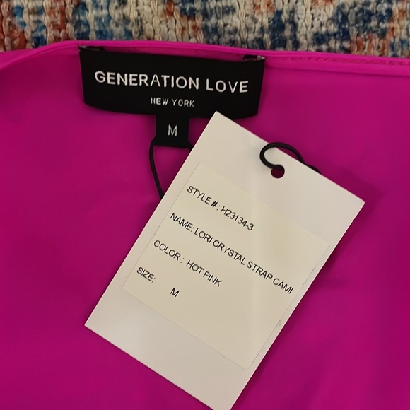 Generation Love Lori Crystal Strap Cami Top in Hot Pink SZ M NWT - Picture 6 of 8
